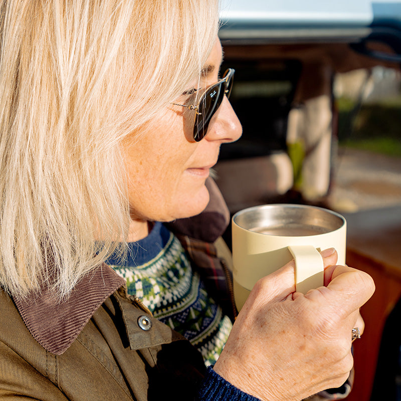 12oz-rise-mug-d1 12oz_rise_coffee_mug_wax_yellow_woman_drink_closeup_square.jpg